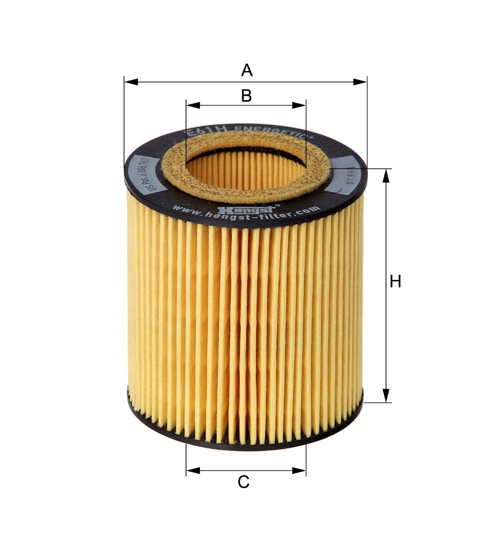 HENGST FILTER E61H D127: Oliefilter med pakninger