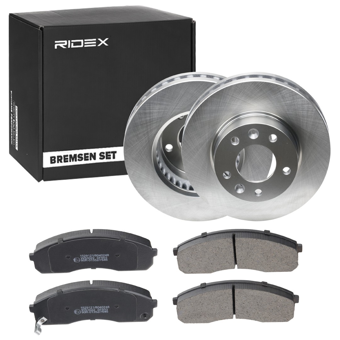 RIDEX 3405B1560: Bremseskiver og klodser foraksel, Ø: 274mm, ventileret, med anti-knirke-plade