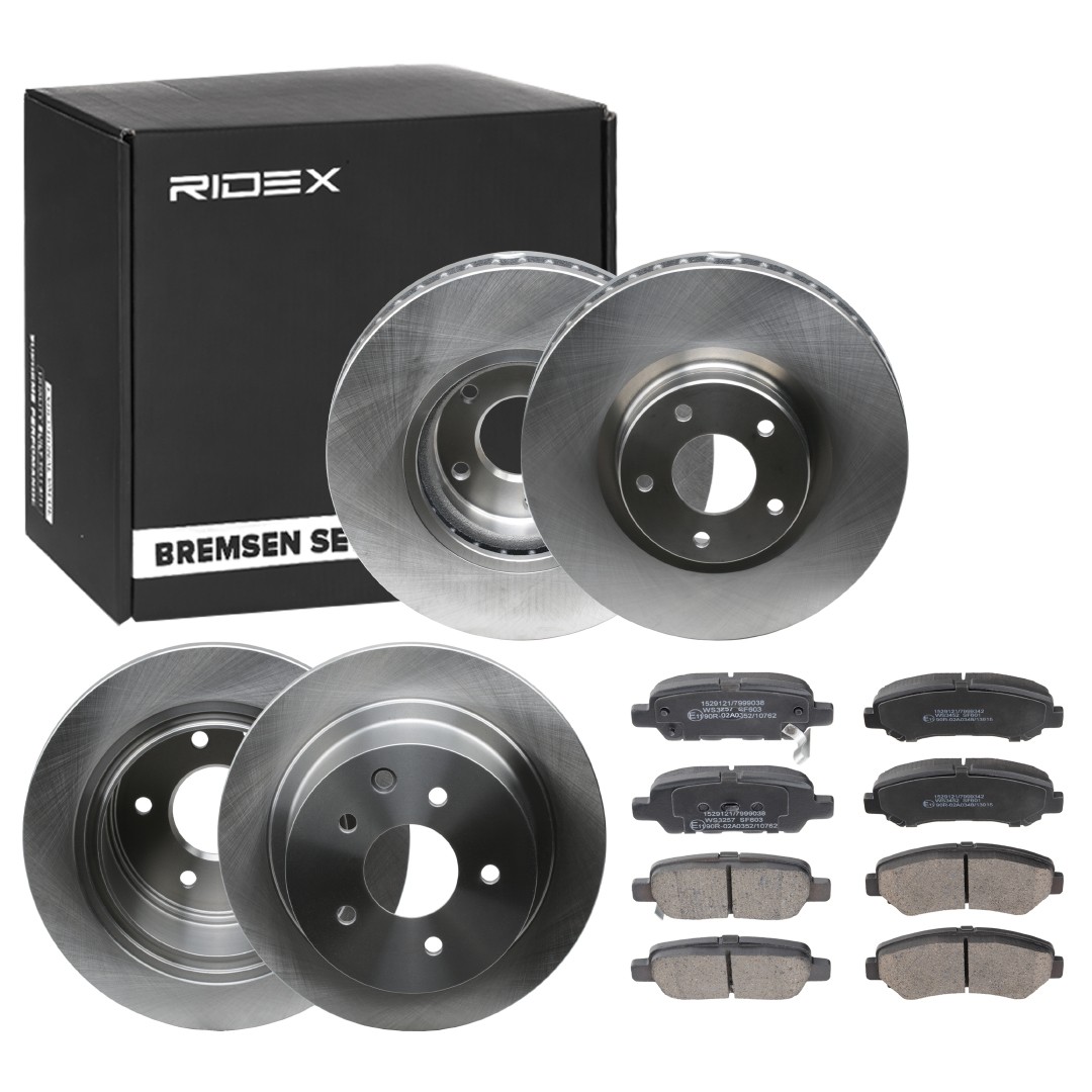 RIDEX 3405B1561: Disques et plaquettes de freins Essieu avant, Essieu arrière, Ø: 292mm, plein