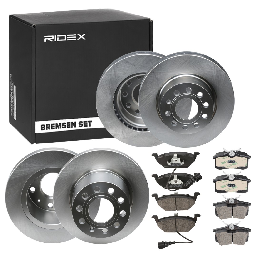 RIDEX 3405B1641: Remschijven en blokken Vooras, Achteras, Ø: 280, 253mm, interne ventilatie, volledig
