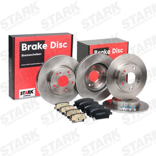 STARK SKBK-10991749: Bromssats, skivbroms framaxel, Bakaxel, Ø: 281,8mm, ventilerad, full, Anti-skrik-plåt