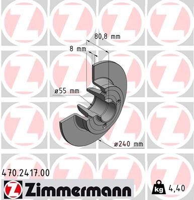 ZIMMERMANN 470.2417.00 Bremsscheibe Hinterachse, Ø: 240mm, voll, Ø: 240mm, ohne Radlager, ohne ABS-Sensorring