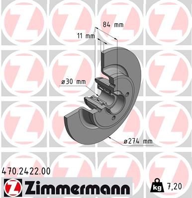 ZIMMERMANN 470.2422.00: Remschijf Ø: 274mm, volledig, Ø: 274mm, Met wiellager, Met ABS sensorring