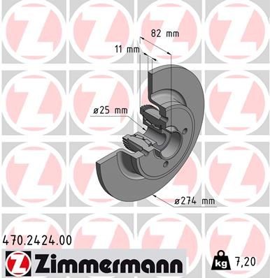 ZIMMERMANN 470.2424.00: Bremseskive Ø: 274mm, fuldstændigt, Ø: 274mm, med hjulleje, med ABS-sensorring