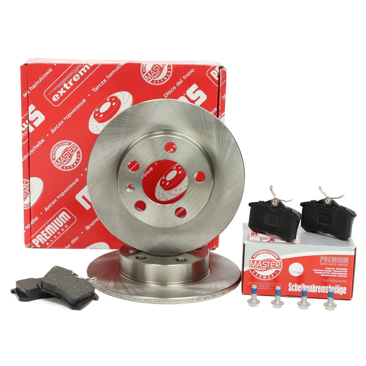 MASTER-SPORT 200901232: Zestaw do hamulców, hamulce tarczowe Oś tylna, Ø: 230[mm], pełny, z podkładką wytłumiającą