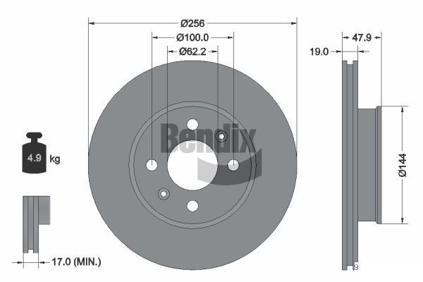 BENDIX Braking BDS1437: Remschijf Ø: 256mm, interne ventilatie, Ø: 256mm, Zonder wielnaaf, Zonder wiellager, Zonder wielbevestigingsbout