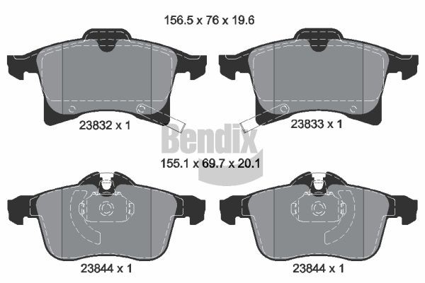 BENDIX Braking BPD1022: Bromsbelägg