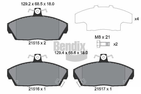 BENDIX Braking BPD1330: Bremseklodser med bremsecaliperskruer
