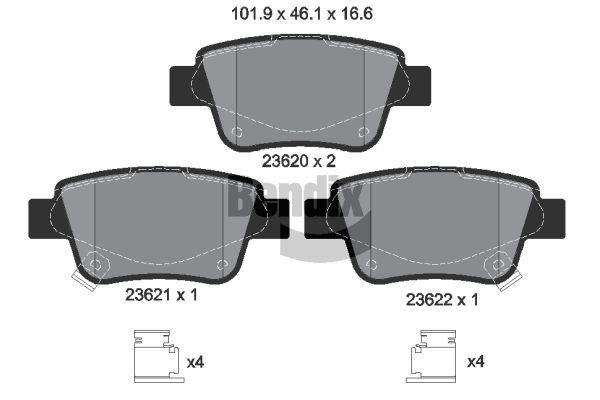 BENDIX Braking BPD1358: Remblokken Met toebehoren