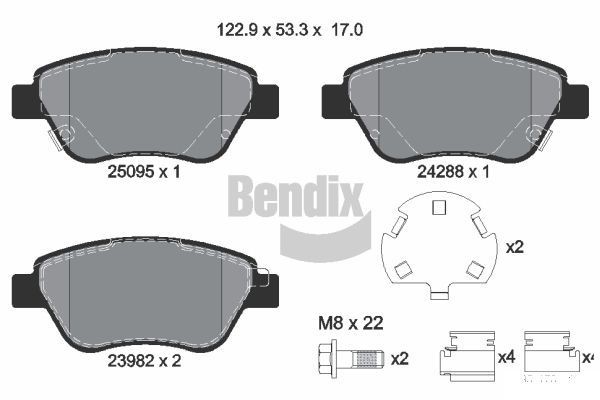 BENDIX Braking BPD1493: Bremžu kluči ar piederumiem, ar bremžu suportu skrūvēm