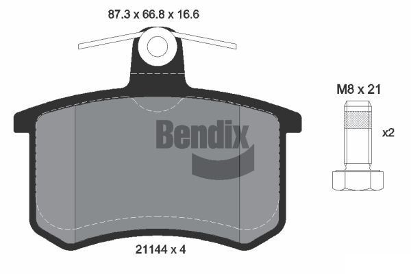 BENDIX Braking BPD1753: Plaquettes de frein avec vis d'étrier de frein