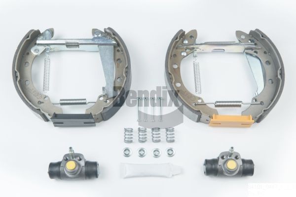 BENDIX Braking BXK1057: Bromsbacksats Shoe Kit Pro med tillbehör, med hjulbromscylinder, med justering, med handbromsstag