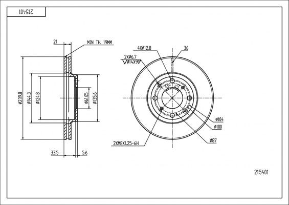 HART 215 401: Bromsskiva Ø: 240mm, ventilerad, Ø: 240mm
