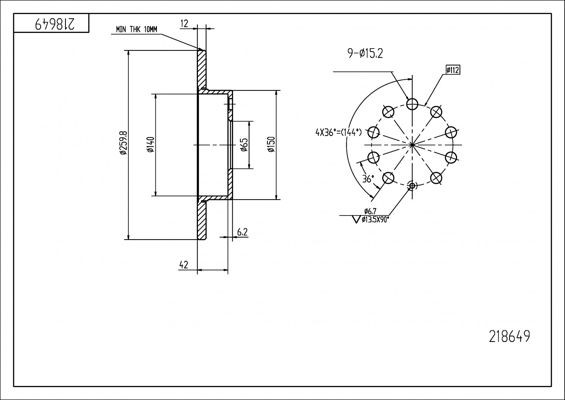 HART 218 649: Bremžu diski PREMIUM LINE Ø: 256mm, pilnīgi, Ø: 256mm