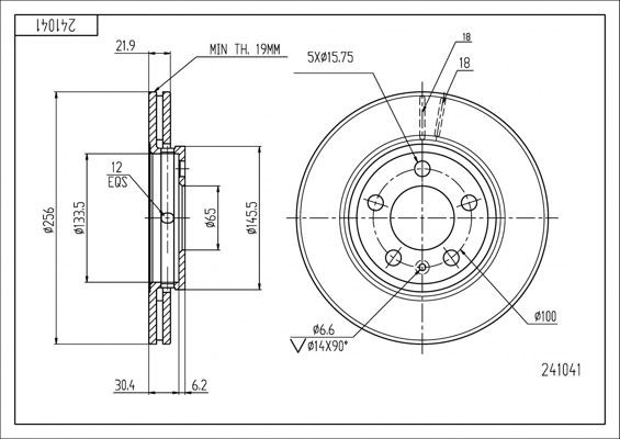 HART 241 041: Bremžu diski PREMIUM LINE Ø: 256mm, ventilējams, Ø: 256mm