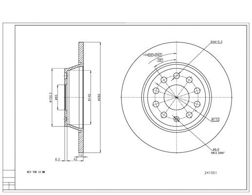 HART 241 051: Bremžu diski PREMIUM LINE Ø: 282mm, pilnīgi, Ø: 282mm