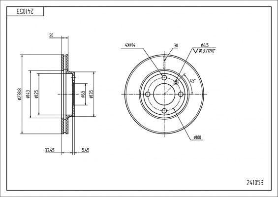 HART 241 053: Bremžu diski PREMIUM LINE Ø: 239mm, ventilējams, Ø: 239mm