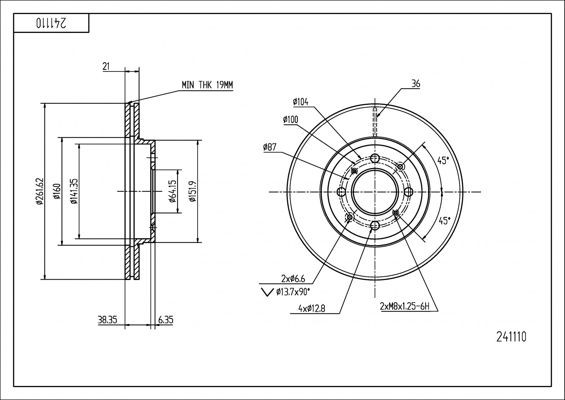 HART 241 110: Bromsskiva PREMIUM LINE Ø: 262mm, ventilerad, Ø: 262mm