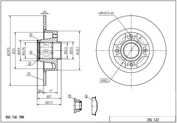 HART 256 422 Bremsscheibe Ø: 240mm, voll, Ø: 240mm