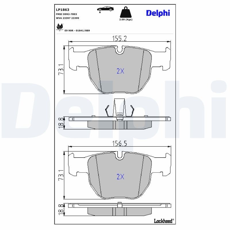 DELPHI LP1863: Bromsbelägg utan tillbehör, Anti-skrik-plåt