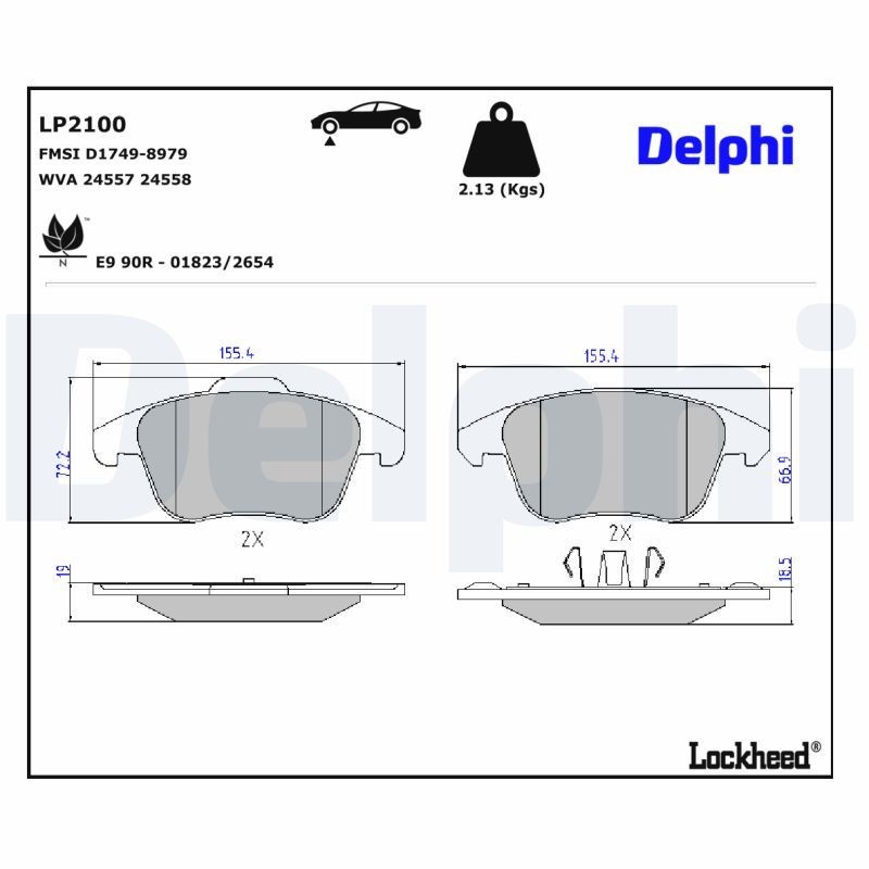 DELPHI LP2100: Remblokken Zonder toebehoren, Met anti-kreukplaat