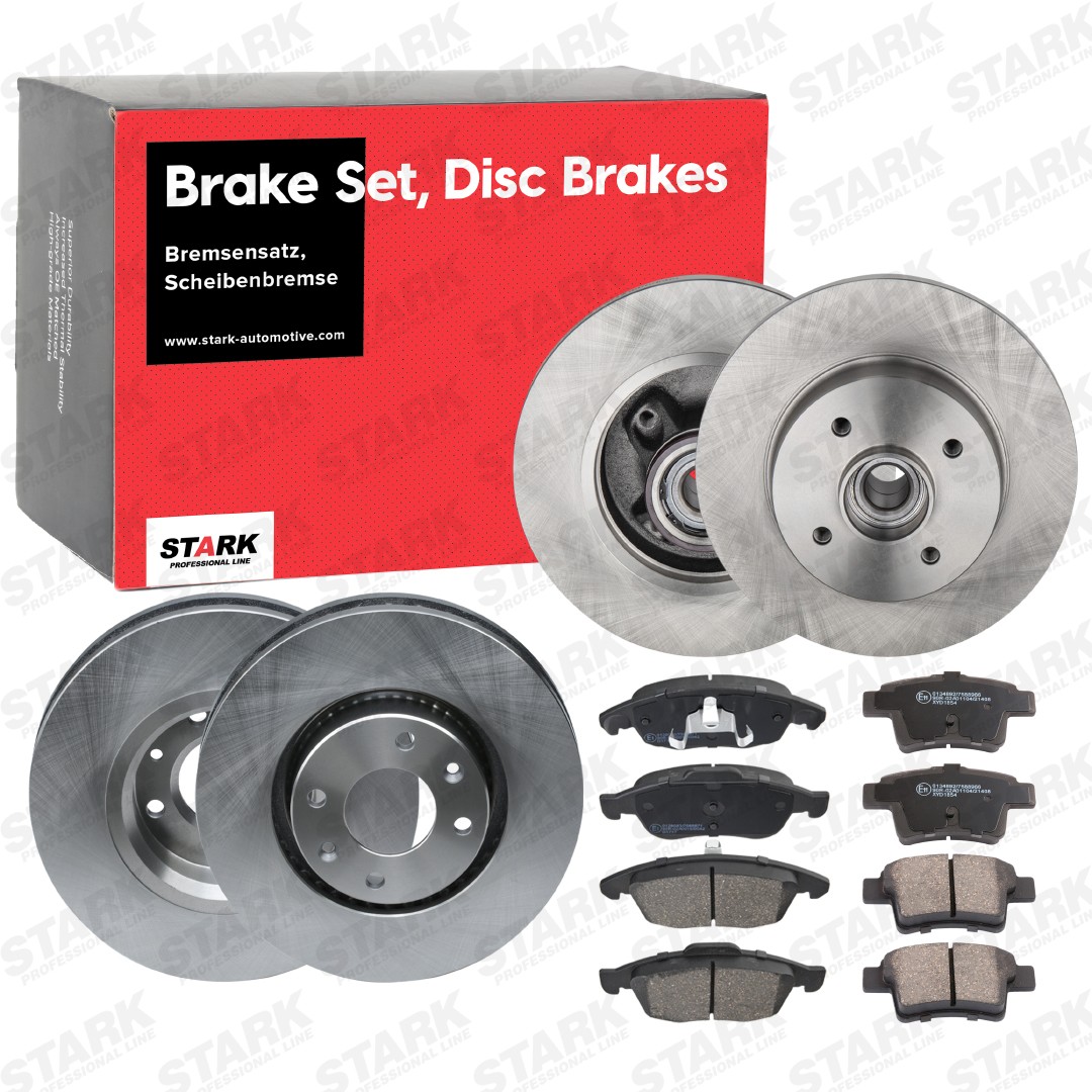 STARK SKBK-10991764: Remschijven en blokken Vooras, Achteras, Ø: 283mm, Geventileerd, volledig, Met plunjerclip