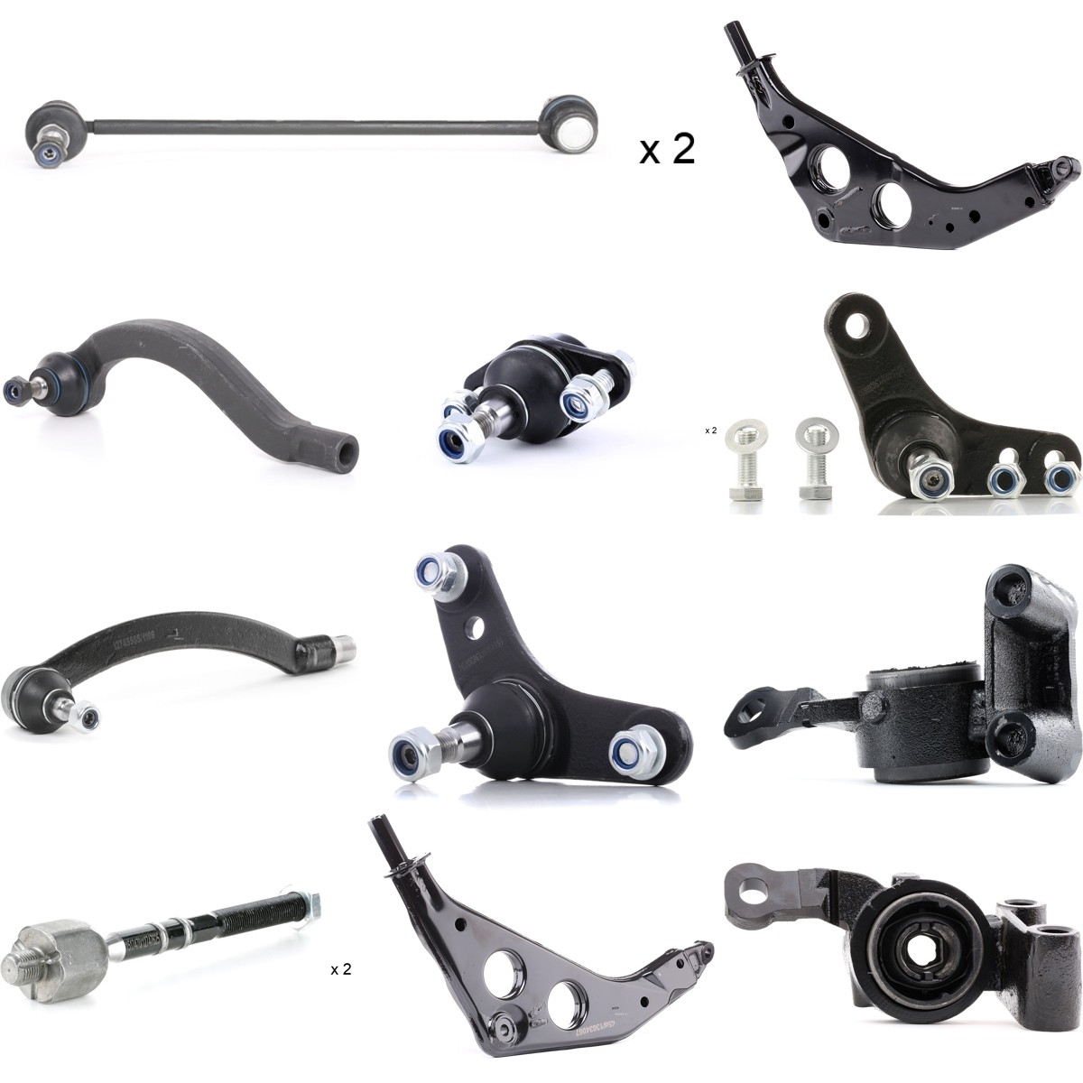 RIDEX 772S1132: Reparationssats för länkarmar framaxel vänster, framaxel höger, med spindelled, med gummilager, med inre styrled, med kopplingsstag