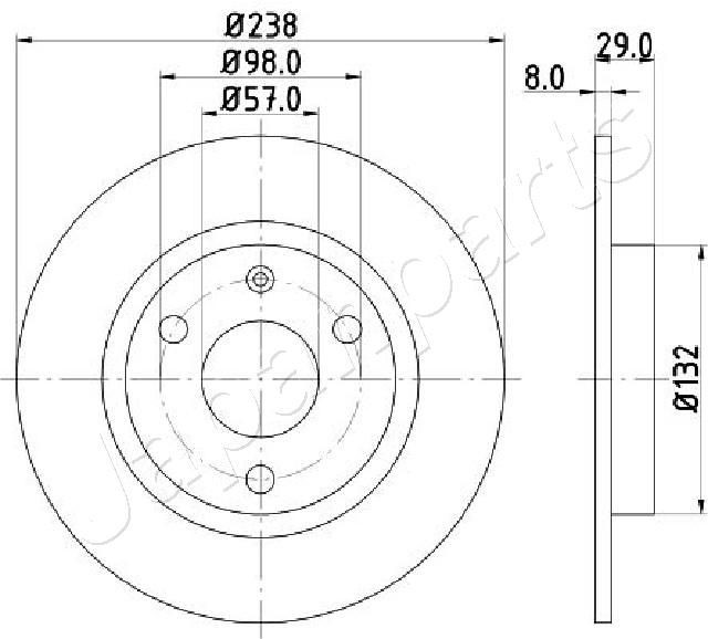 JAPANPARTS DI-0639C: Bremžu diski Ø: 237mm, pilnīgi, Ø: 237mm