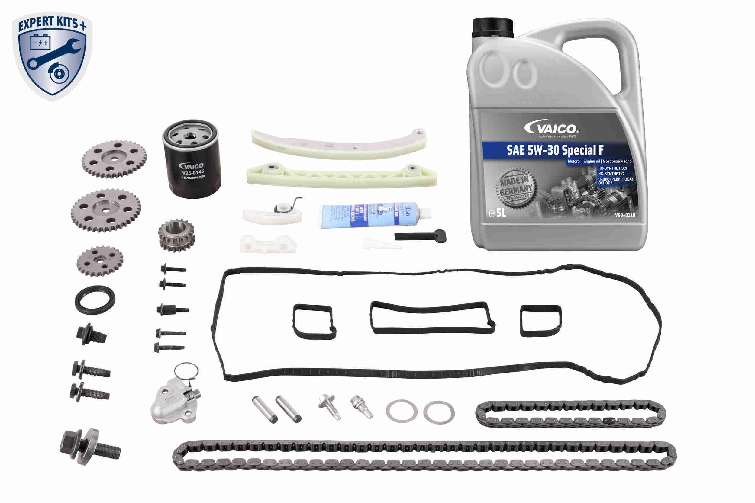 VAICO V25-10004: Kit de chaîne de distribution EXPERT KITS + avec accessoires, avec roues dentées, avec coulisses, avec tendeur de chaîne, avec joint de couvercle de soupape, avec vis/boulons