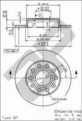 METZGER 14839 V: Δισκόπλακα Ø: 245mm, πλήρες, CST216