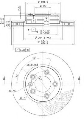 METZGER 25044 V: Bremžu diski Ø: 330mm, ar iekšējo ventilāciju, Ø: 330mm, CST218