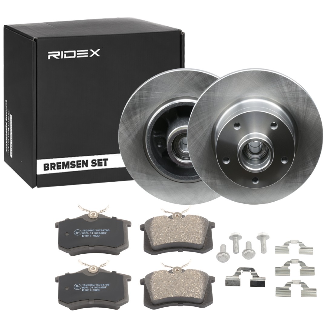 RIDEX 3405B1767: Jarrupalasarja, levyjarru Taka-akseli, Ø: 260mm, täysi, Jarrusatulan ruuveilla