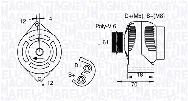 MAGNETI MARELLI 063377005010: Alternador 140A