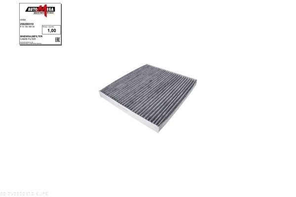 AUTOMEGA 250200310: Filtrs, Salona telpas gaiss Filtra patrona, Aktivētās ogles filtrs