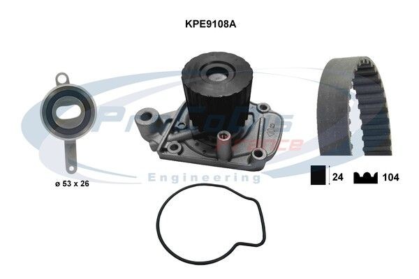 PROCODIS FRANCE KPE9108A: Wasserpumpe + Zahnriemensatz Zähnez.: 104, mit Dichtungen