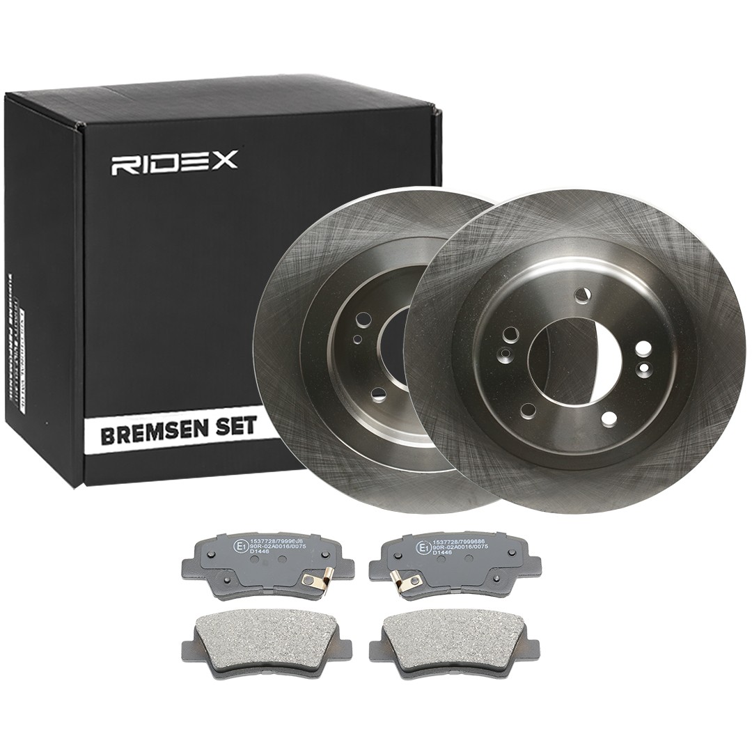 RIDEX 3405B1808: Bremsscheiben und -beläge Hinterachse, Ø: 284mm, voll