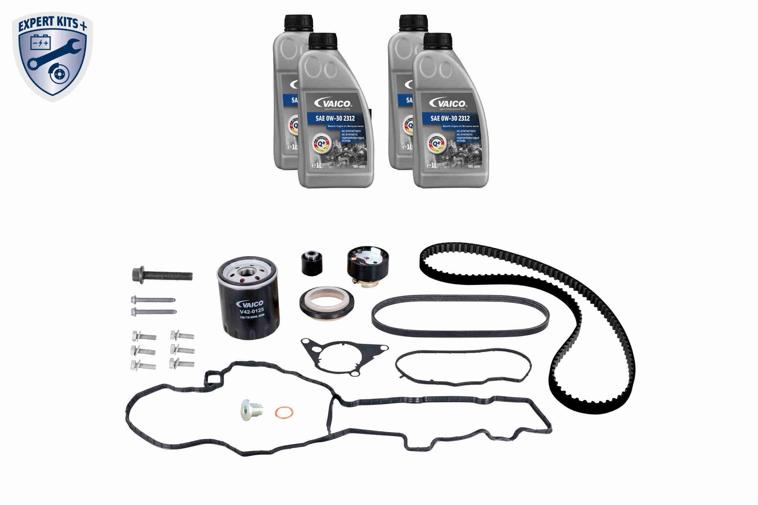 VAICO V22-0886: Zahnriemensatz EXPERT KITS + mit Dichtungen, mit Wellendichtring-Kurbelwelle, mit Schrauben für Kurbelwellenriemenscheibe, mit Öl, mit Ölfilter, mit Ölablassschraube, mit Schrauben
