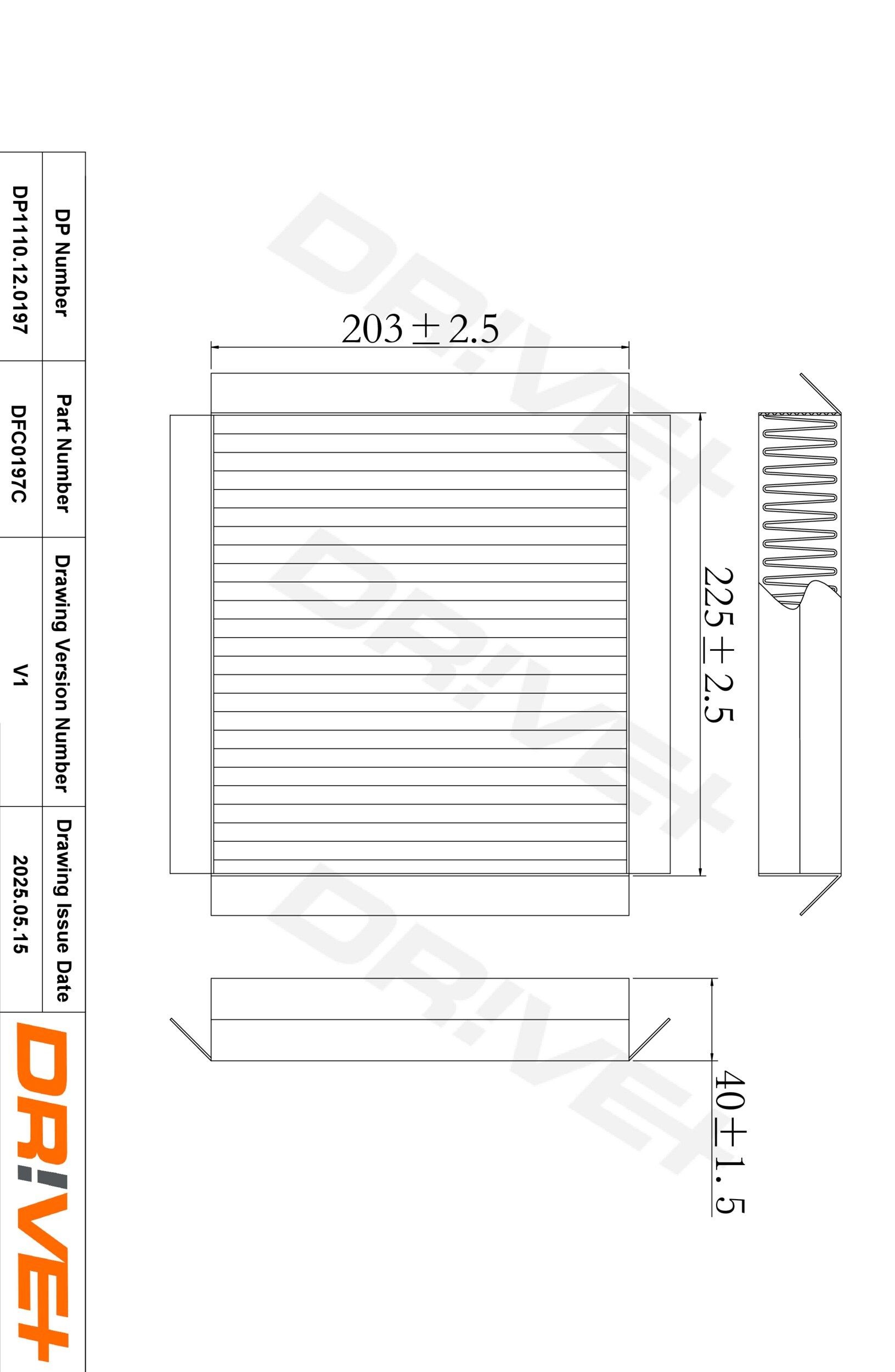 Dr!ve+ DP1110.12.0197: Pollenfilter Aktivkulfilter