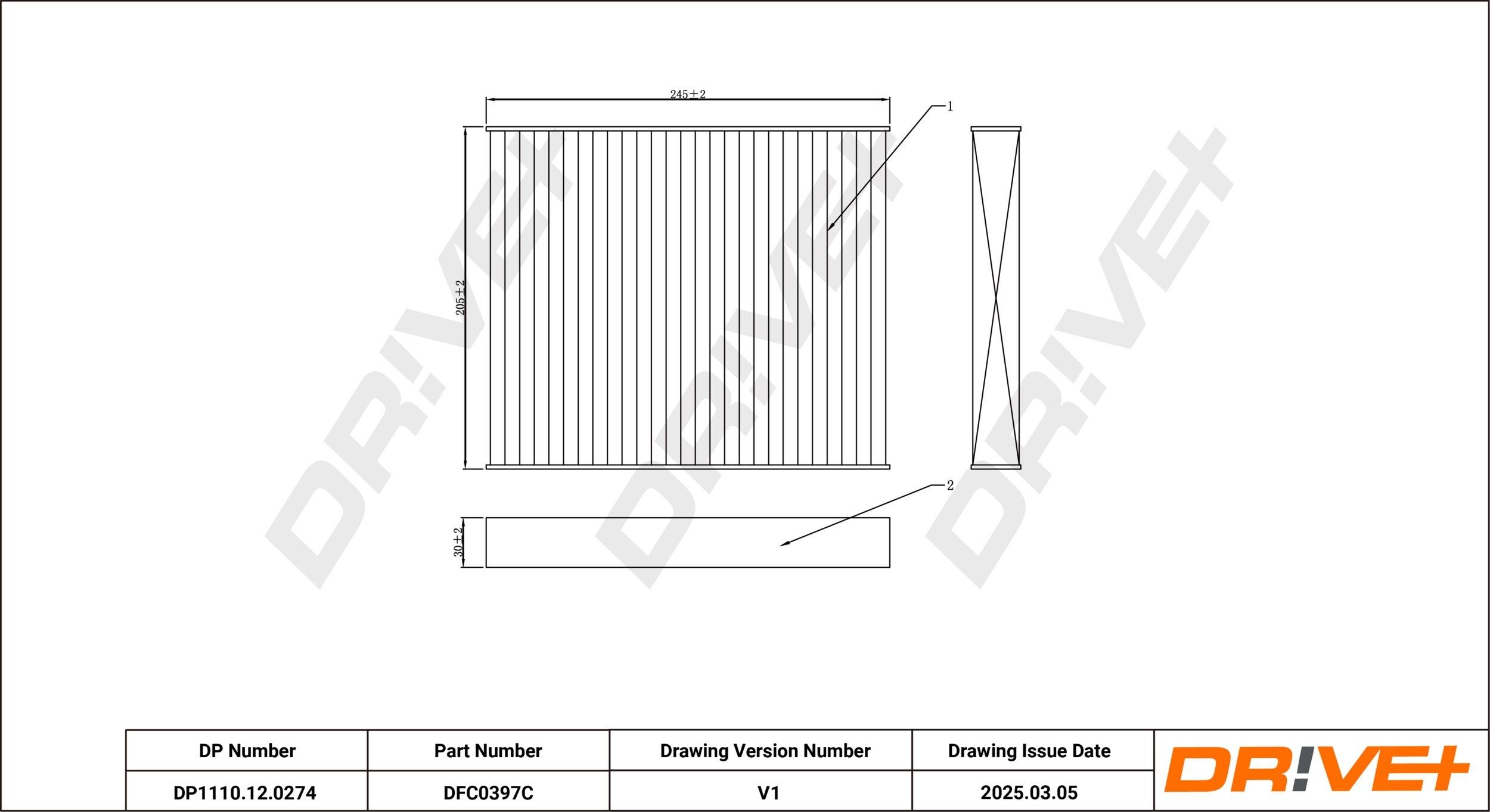 Dr!ve+ DP1110.12.0274: Filtre d'habitacle Filtre à charbon actif