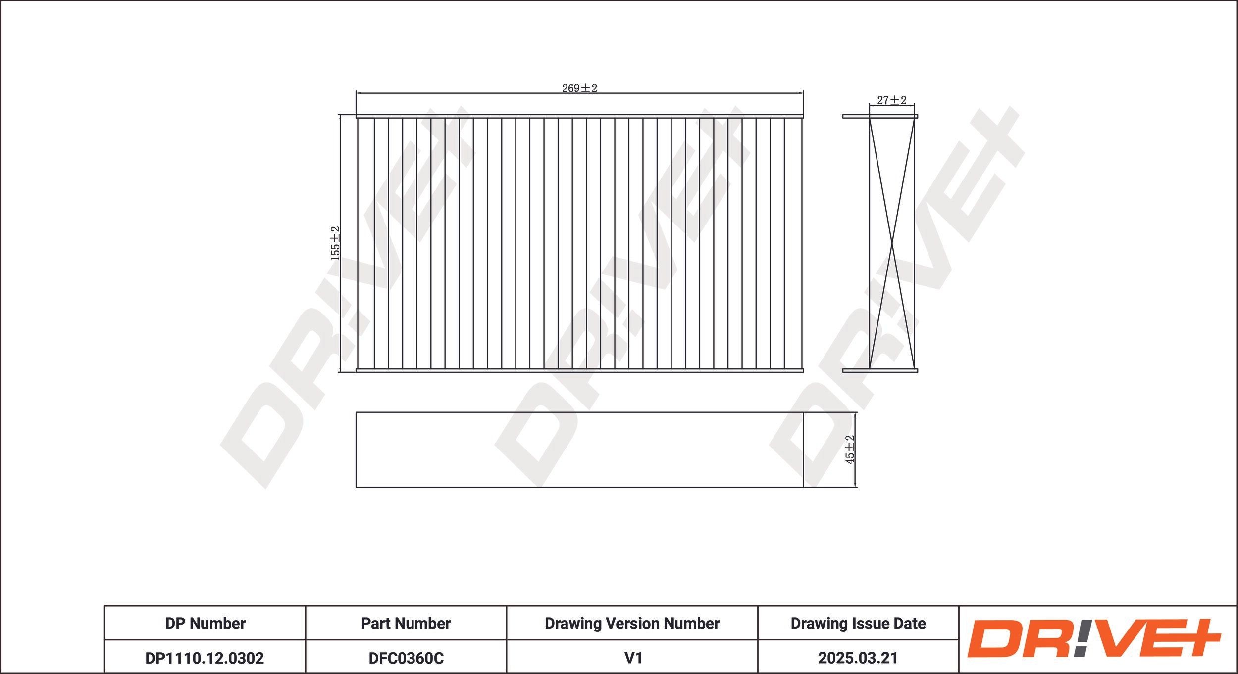 Dr!ve+ DP1110.12.0302: Filtre d'habitacle Filtre à charbon actif