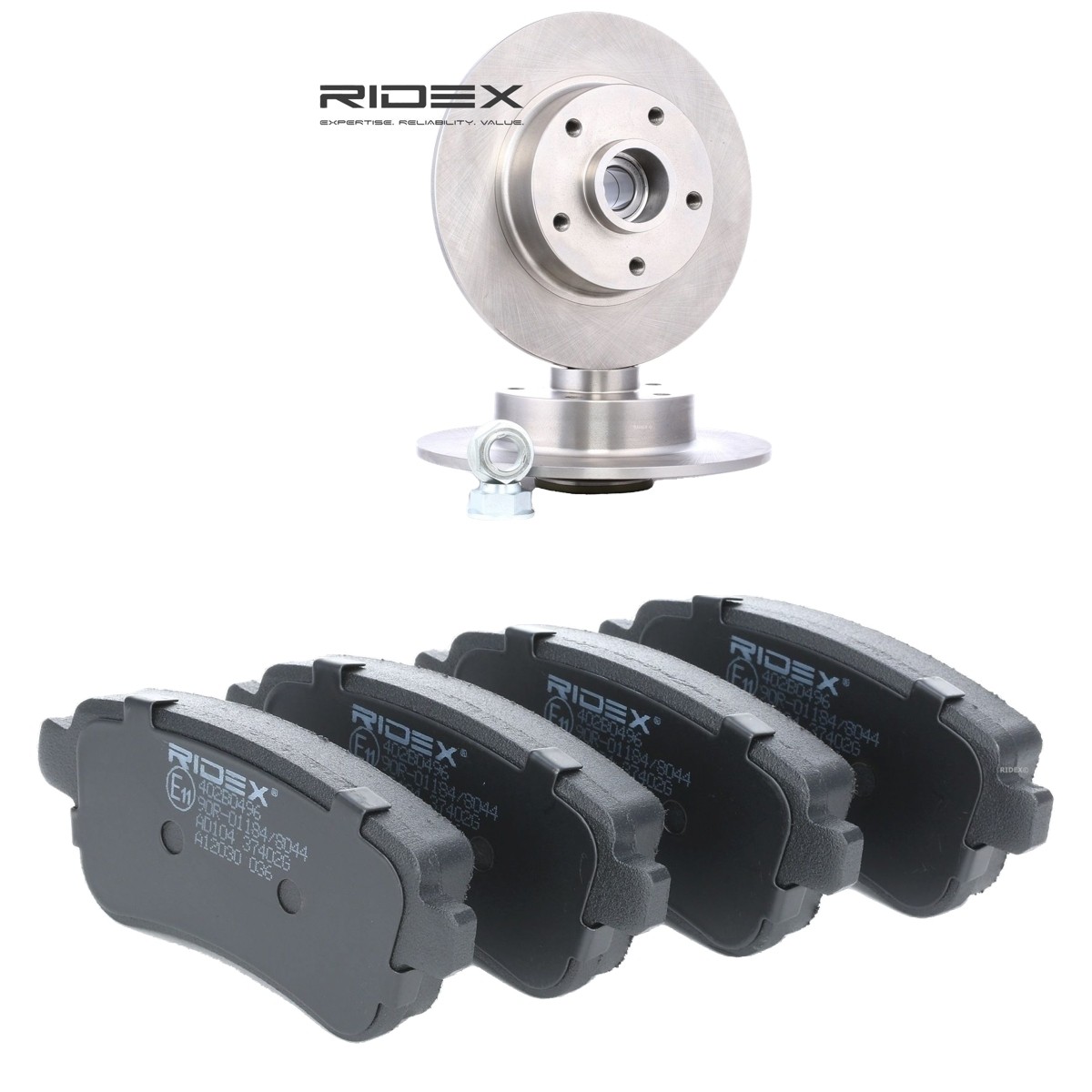 RIDEX 3405B1843: Bromssats, skivbroms Bakaxel, Ø: 260,0mm, full, utan hjullager, utan magnetisk sensorring