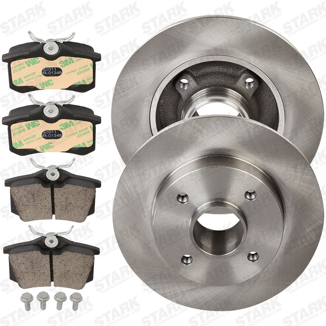 STARK SKBK-10991905: Zestaw do hamulców, hamulce tarczowe Oś tylna, Ø: 248,8[mm], pełny, bez zestawu łożyska koła, bez pierścienia nadajnika impulsów ABS