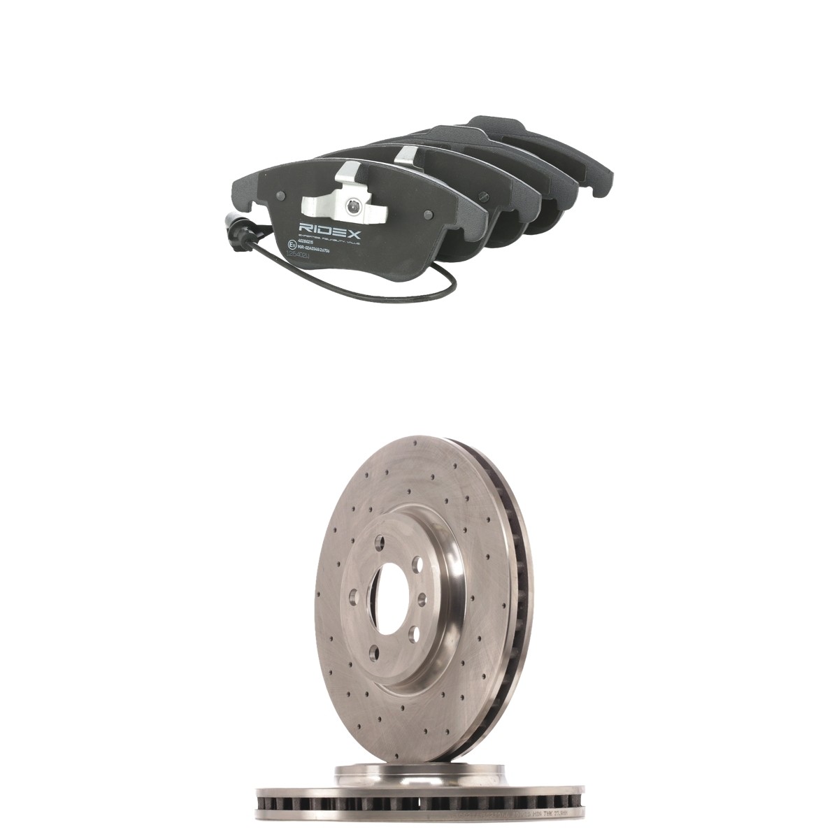 RIDEX 3405B2070: Remschijven en blokken Vooras, Ø: 320mm, geperforeerd/interne ventilatie