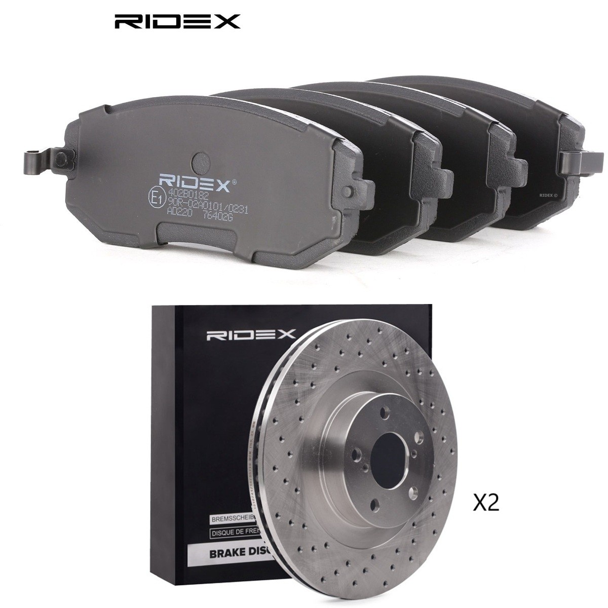 RIDEX 3405B2118: Bremsscheiben und -beläge Vorderachse, Ø: 293mm, gelocht/innenbel.