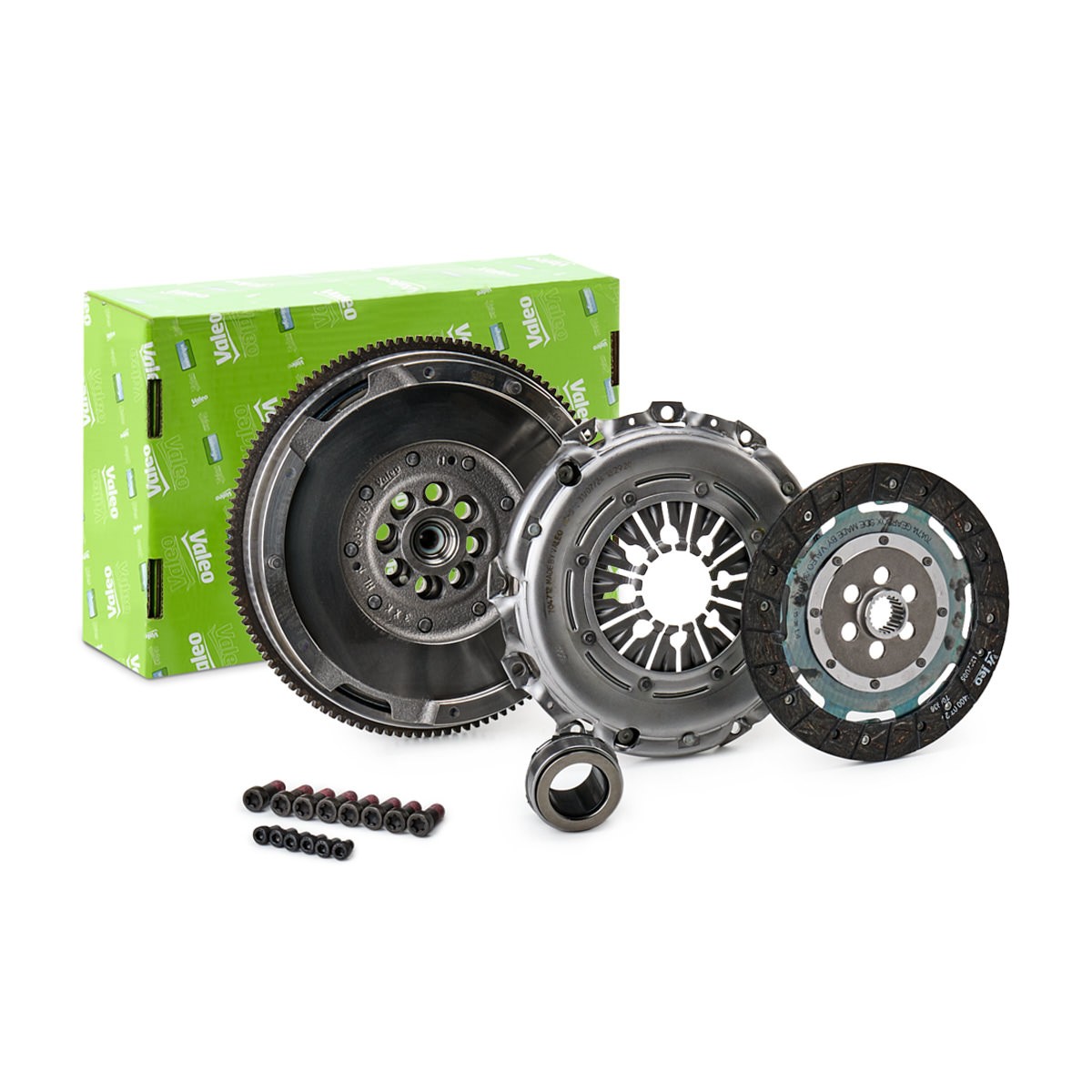 VALEO 837134: Kupplungssatz KOMPLETTKIT DMF mit hocheffizienter Kupplung mit Zweimassenschwungrad, mit Schwungradschrauben, mit Sicherungsschraubensatz, mit Ausrücklager