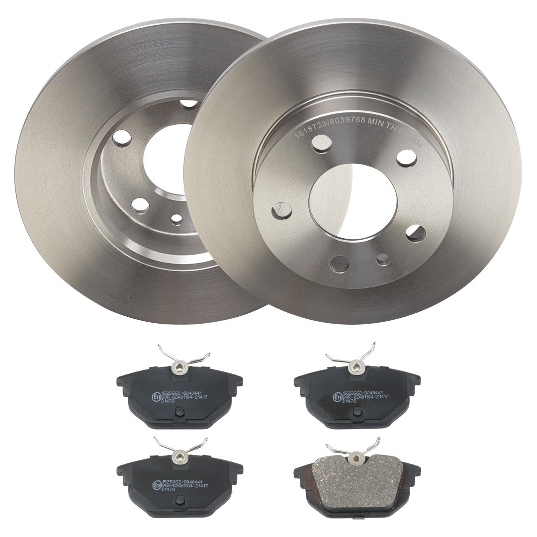 RIDEX 3405B2204: Kit dischi e pastiglie Assale posteriore, Ø: 240,5mm, pieno