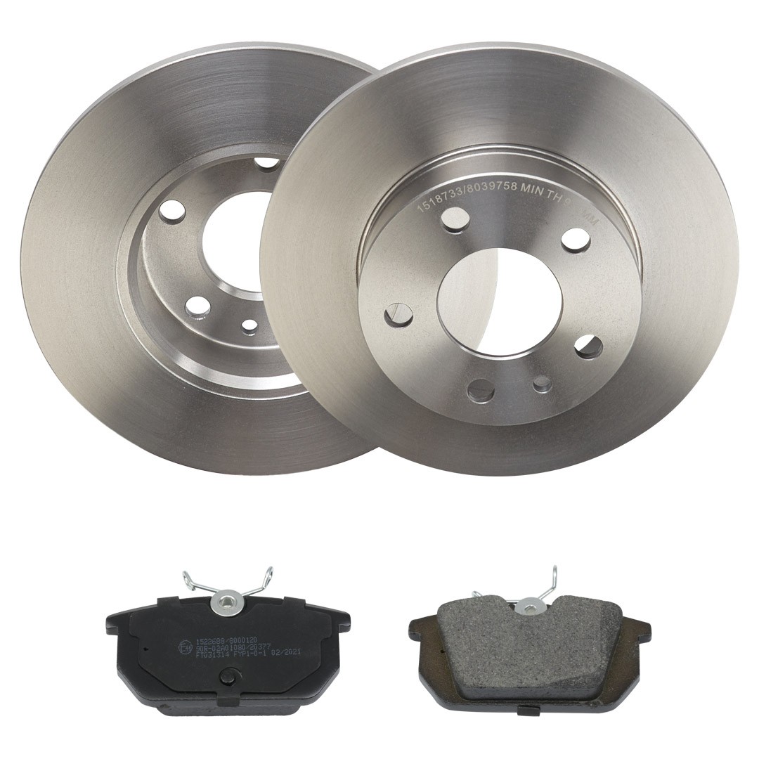 RIDEX 3405B2209: Bremsscheiben und -beläge Hinterachse, Ø: 240,5mm, voll