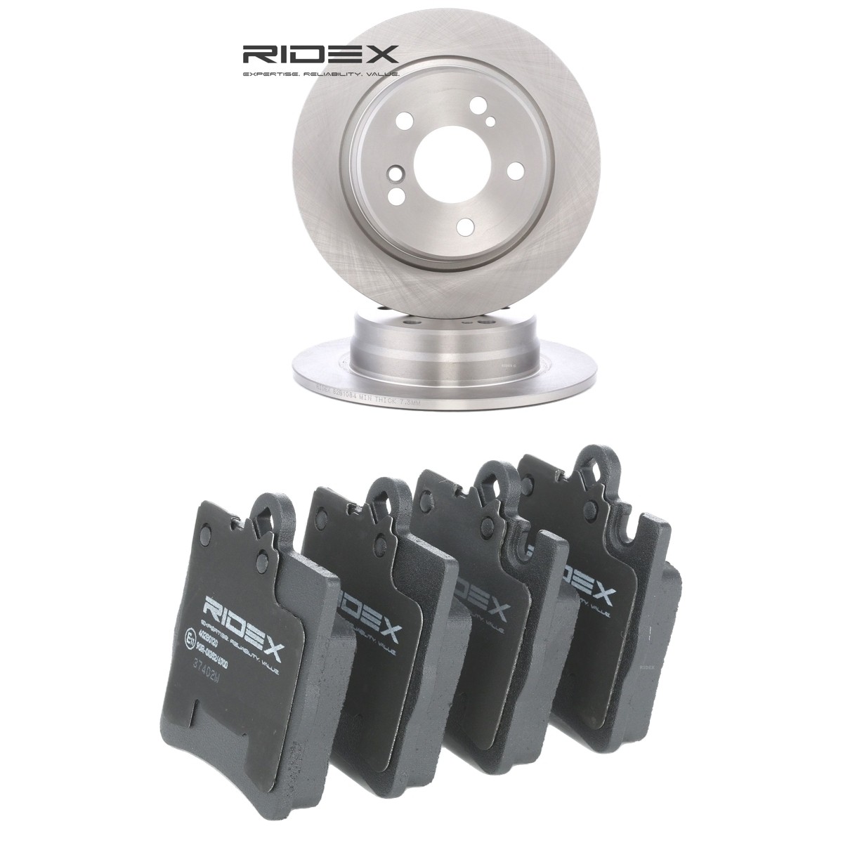 RIDEX 3405B2210: Bremseskiver og klodser bagaksel, Ø: 278mm, fuldstændigt