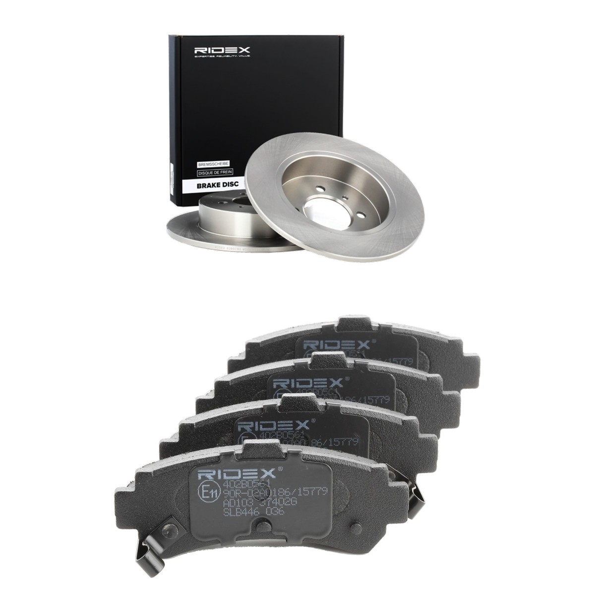 RIDEX 3405B2300: Bremseskiver og klodser bagaksel, Ø: 258mm, fuldstændigt