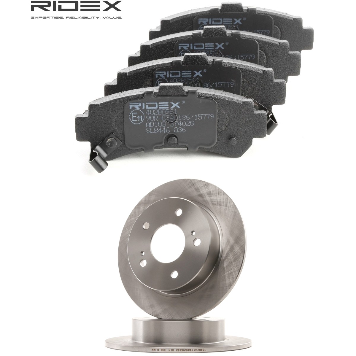 RIDEX 3405B2326: Bremseskiver og klodser bagaksel, Ø: 259mm, fuldstændigt